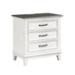 Woki 29 Inch Nightstand 3 Drawers USB Port White Brown Solid Wood By Casagear Home BM313189