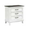 Woki 29 Inch Nightstand 3 Drawers USB Port White Brown Solid Wood By Casagear Home BM313189