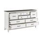 Woki 66 Inch Wide Dresser 9 Drawers Antique White and Brown Solid Wood By Casagear Home BM313190