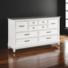 Woki 66 Inch Wide Dresser 9 Drawers Antique White and Brown Solid Wood By Casagear Home BM313190