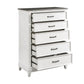 Woki 55 Inch Tall Dresser Chest 5 Drawers White and Brown Solid Wood By Casagear Home BM313191