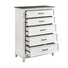 Woki 55 Inch Tall Dresser Chest 5 Drawers White and Brown Solid Wood By Casagear Home BM313191