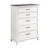 Woki 55 Inch Tall Dresser Chest 5 Drawers White and Brown Solid Wood By Casagear Home BM313191