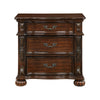 Nami 32 Inch Nightstand 3 Drawers Leaf Carvings Cherry Brown Solid Wood By Casagear Home BM313192