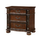 Nami 32 Inch Nightstand 3 Drawers Leaf Carvings Cherry Brown Solid Wood By Casagear Home BM313192