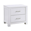 Roni 26 Inch Nightstand 2 Drawers Embossed Design White Solid Wood By Casagear Home BM313194