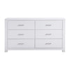 Roni 66 Inch Wide Dresser 6 Drawers Embossed Design White Solid Wood By Casagear Home BM313195