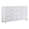 Roni 66 Inch Wide Dresser, 6 Drawers, Embossed Design, White Solid Wood By Casagear Home