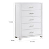 Roni 52 Inch Tall Dresser Chest 5 Drawers Embossed White Solid Wood By Casagear Home BM313196