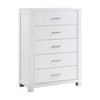 Roni 52 Inch Tall Dresser Chest, 5 Drawers, Embossed, White Solid Wood By Casagear Home