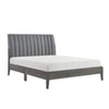 Queen Size Platform Bed Channel Tufted Upholstered Back Gray Velvet By Casagear Home BM313199