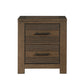 Aco 30 Inch Nightstand 2 Drawers with Black Handles Antique Brown Wood By Casagear Home BM313200