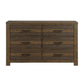 Aco 67 Inch Wide Dresser 6 Drawers with Black Handles Antique Brown By Casagear Home BM313201