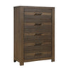 Aco 59 Inch Tall Dresser Chest, 5 Drawers with Black Handles, Antique Brown By Casagear Home