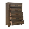 Aco 59 Inch Tall Dresser Chest 5 Drawers with Black Handles Antique Brown By Casagear Home BM313202