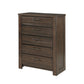 Niti 51 Inch Tall Dresser Chest 5 Drawers Antique Brown Solid Wood By Casagear Home BM313205