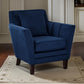 Jess 34 Inch Accent Armchair with 1 Pillow Channel Tufted Blue Velvet By Casagear Home BM313206