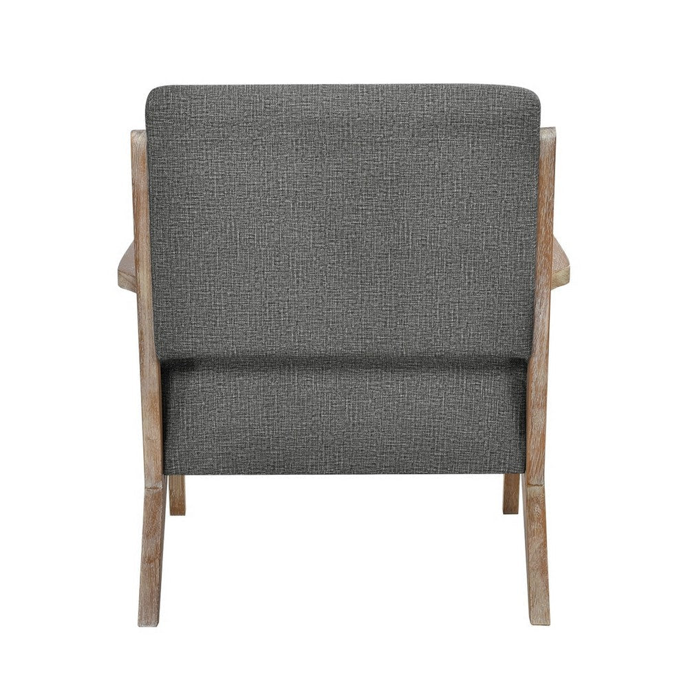 Edra 33 Inch Accent Armchair Rubberwood Frame Gray Polyester Cushions By Casagear Home BM313208