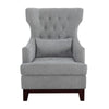 Kuri 34 Inch Accent Armchair 1 Lumbar Pillow Gray Wingback Button Tufted By Casagear Home BM313211