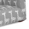 Tye 24 Inch Kids Rocking Chair Gray White Giraffe Print Brown Legs By Casagear Home BM313216