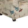 Tye 32 Inch Kids Sofa Padded Beige Welt Trim Fabric Vintage Airplane Print By Casagear Home BM313218