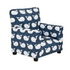 Tye 19 Inch Kids Sofa Chair, Blue Fabric, White Whale Print, Round Legs By Casagear Home