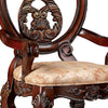 28 Inch Dining Side Chair Set of 2 Brown Wood Carved Back Beige Fabric By Casagear Home BM313225