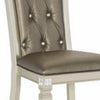 Lin 20 Inch Dining Side Chair Set of 2 Tufted Gray Faux Leather Champagne By Casagear Home BM313227