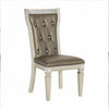 Lin 20 Inch Dining Side Chair Set of 2 Tufted Gray Faux Leather Champagne By Casagear Home BM313227