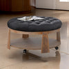 Gus 41 Inch Ottoman Coffee Table, Button Tufted Gray Fabric, Brown Wood By Casagear Home