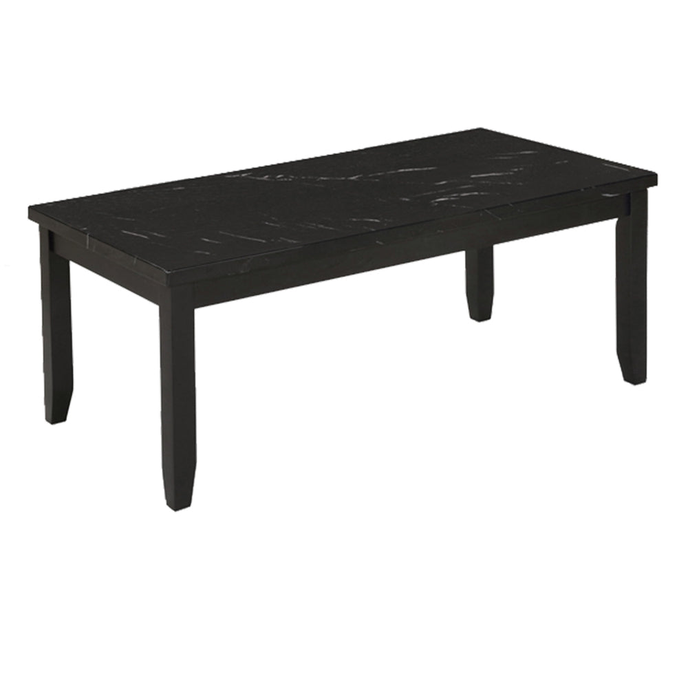 Lide 3 Piece Coffee Table and End Table Set Faux Marble Top Black Wood By Casagear Home BM313243