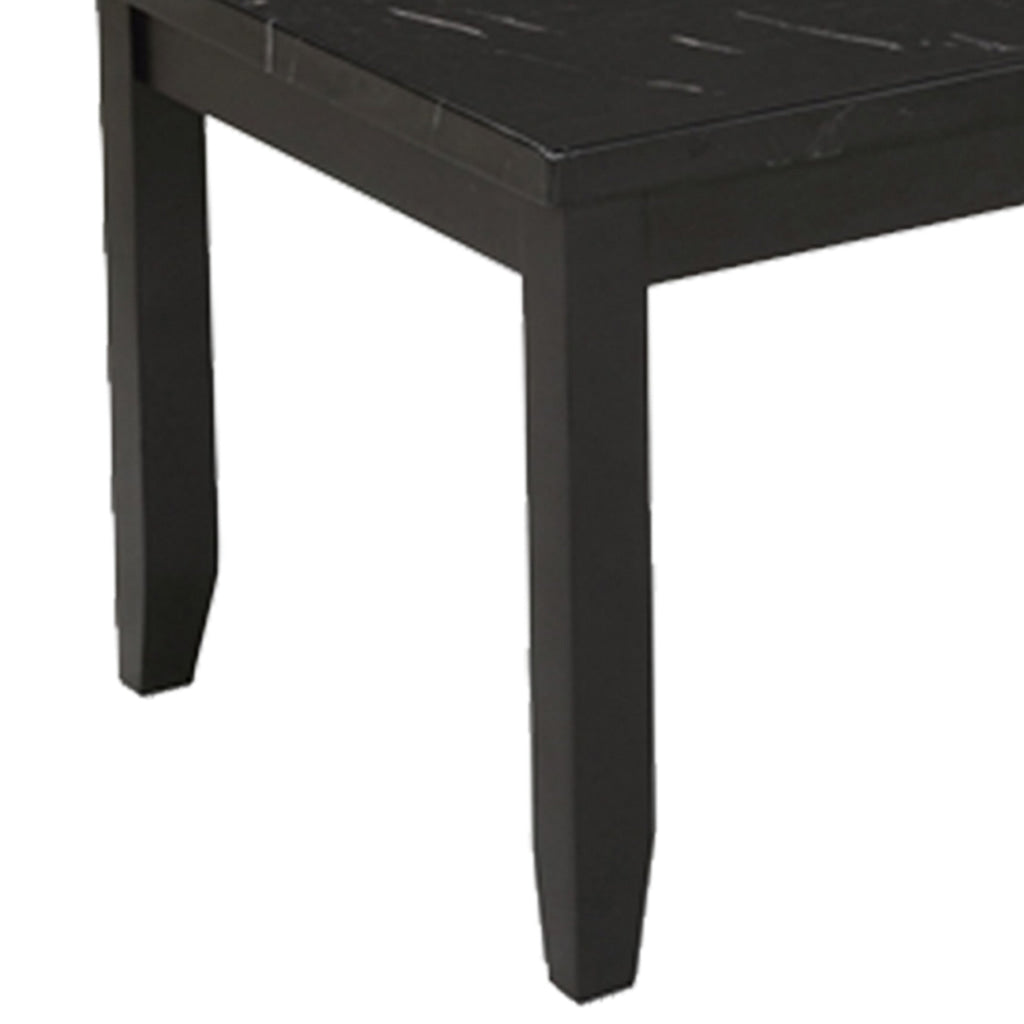 Lide 3 Piece Coffee Table and End Table Set Faux Marble Top Black Wood By Casagear Home BM313243