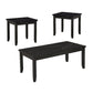 Lide 3 Piece Coffee Table and End Table Set, Faux Marble Top, Black Wood By Casagear Home