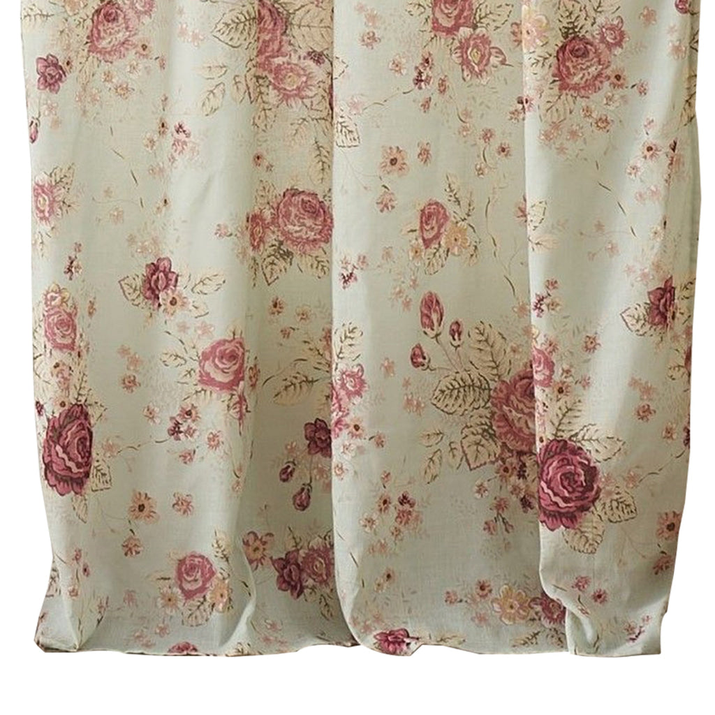 Rosle Set of 2 Window Curtains Cotton Antique Rose Print Multicolor By Casagear Home BM313270