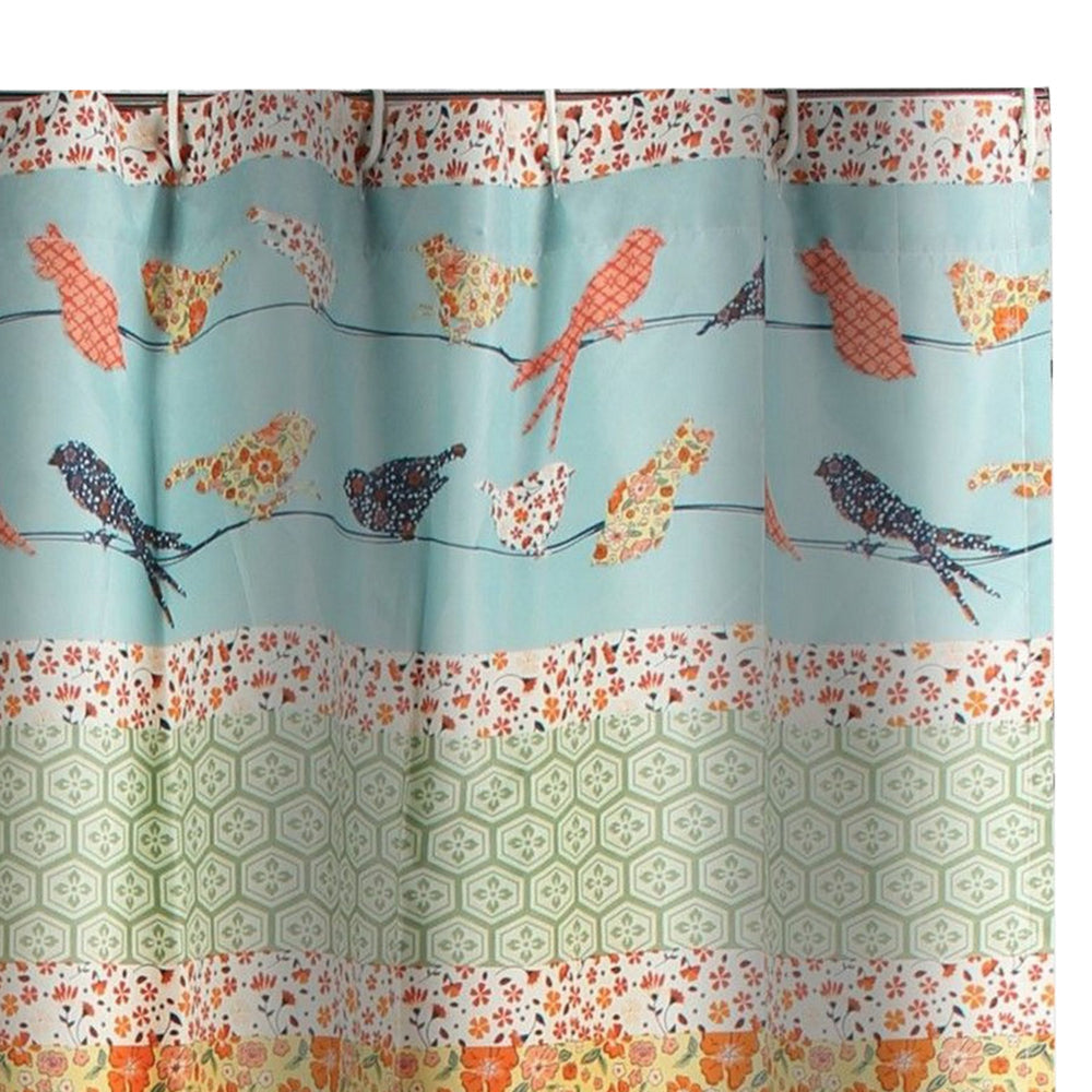 Nite 72 x 72 Inch Microfiber Shower Curtains Floral and Striped Multicolor By Casagear Home BM313273