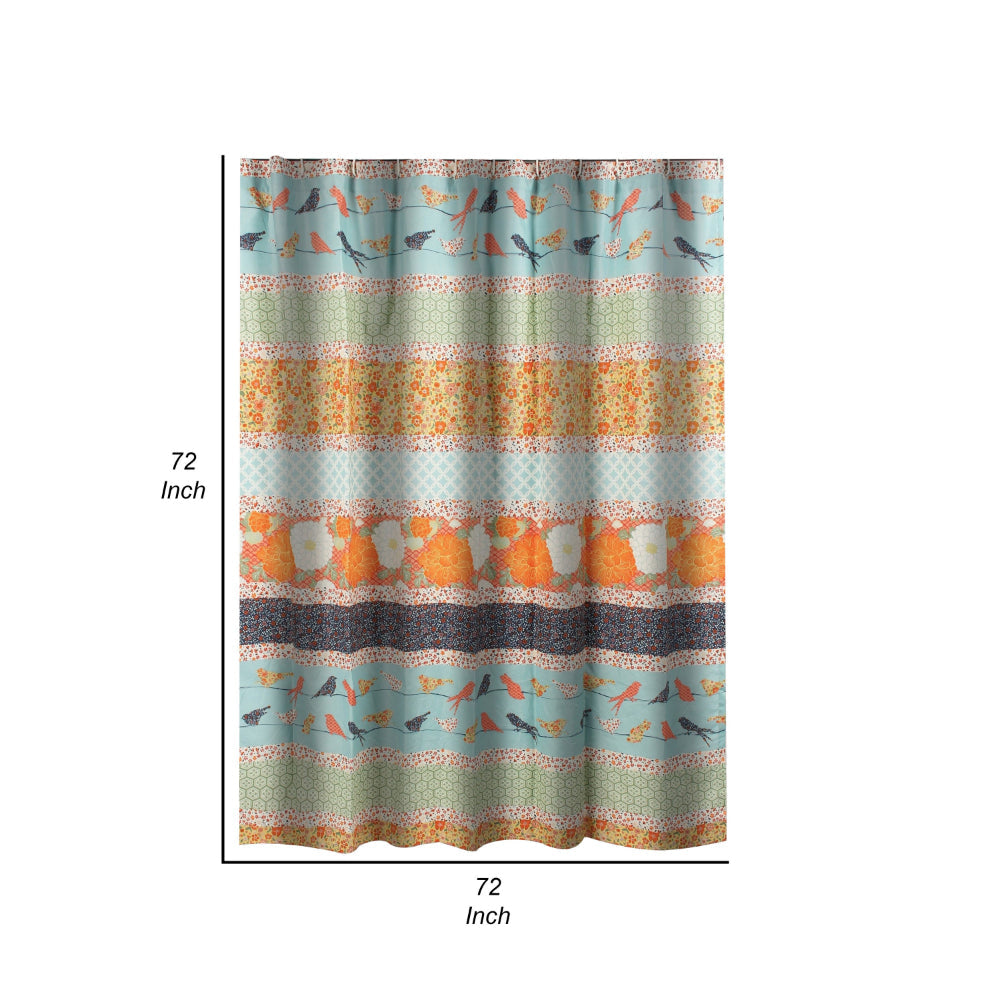 Nite 72 x 72 Inch Microfiber Shower Curtains Floral and Striped Multicolor By Casagear Home BM313273