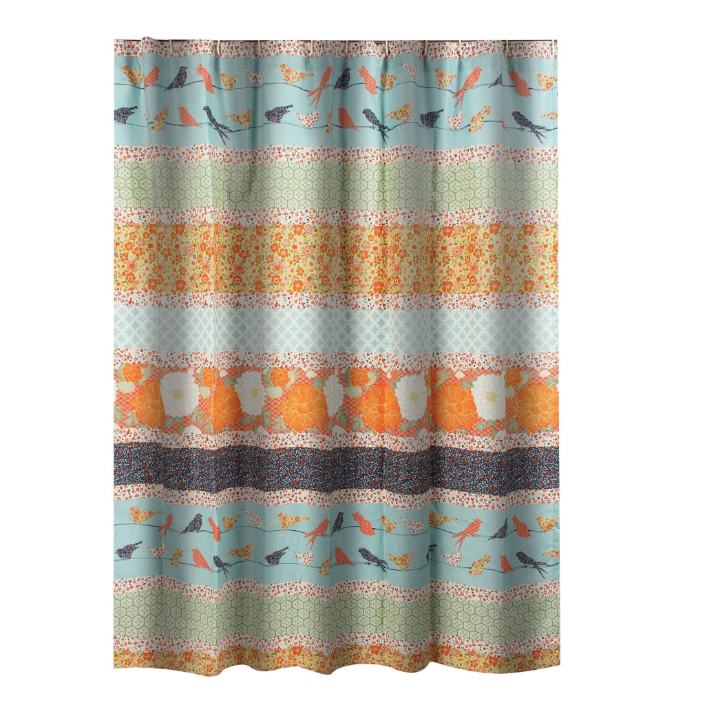 Nite 72 x 72 Inch Microfiber Shower Curtains Floral and Striped Multicolor By Casagear Home BM313273