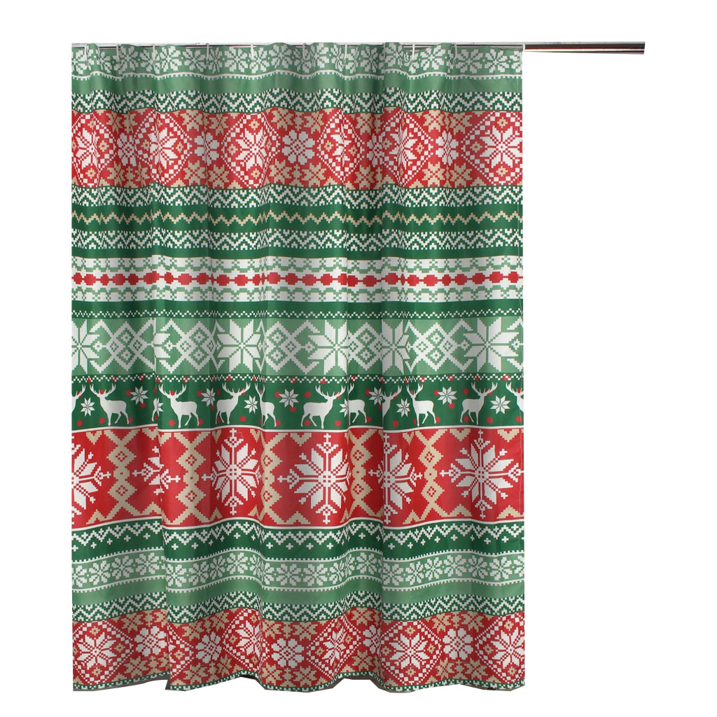 Live 72 x 72 Inch Microfiber Shower Curtains Festive Winter Print By Casagear Home BM313278