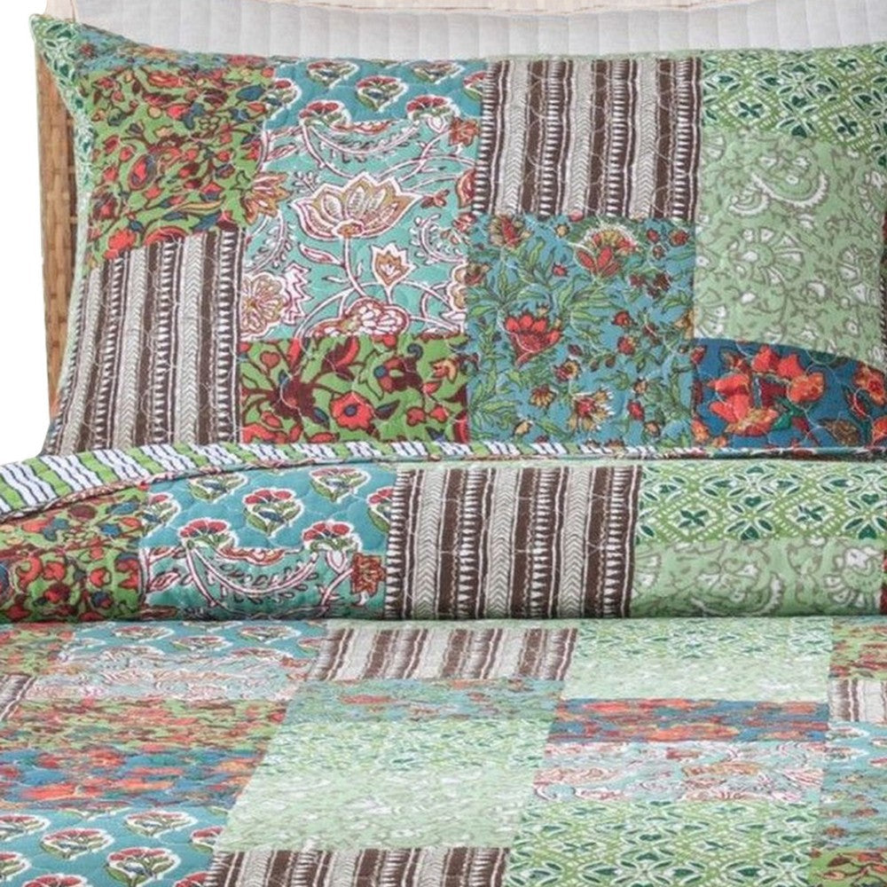 Aby 3 Piece Queen Quilt Set with 2 Pillow Shams Multicolor By Casagear Home BM313283