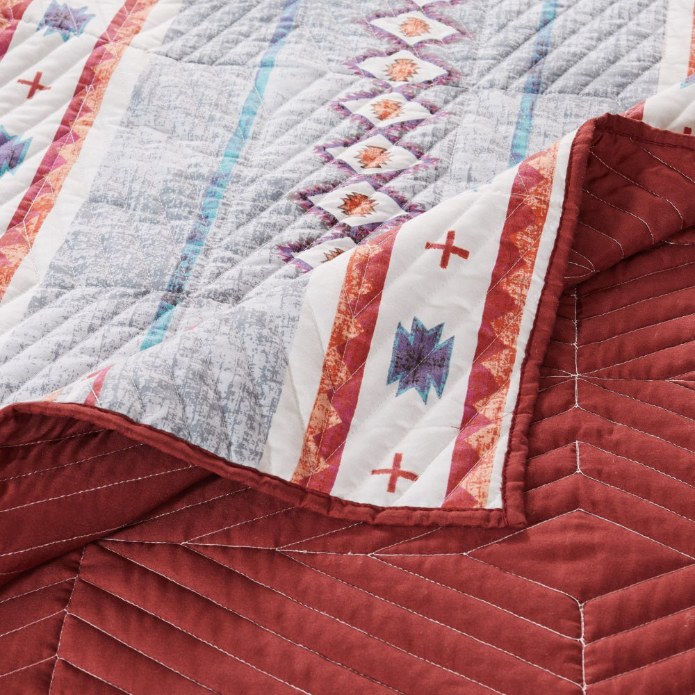 Pimi 50 x 60 Quilted Throw Blanket Polyester Fill Southwest Boho Style By Casagear Home BM313285