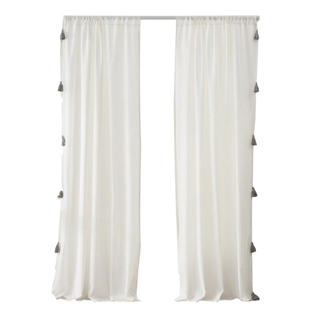 Xumi 4 Piece Window Curtain 2 Panels with Tie Backs Antique White Finish By Casagear Home BM313294