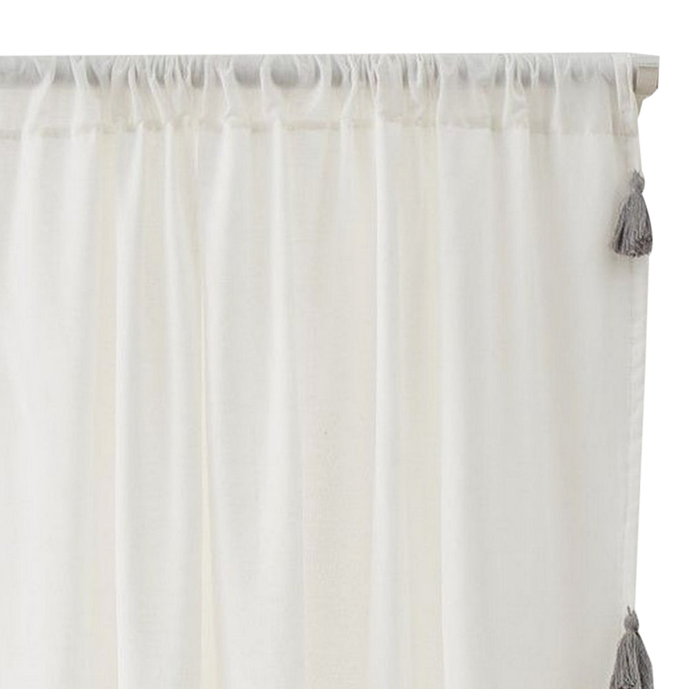 Xumi 4 Piece Window Curtain 2 Panels with Tie Backs Antique White Finish By Casagear Home BM313294