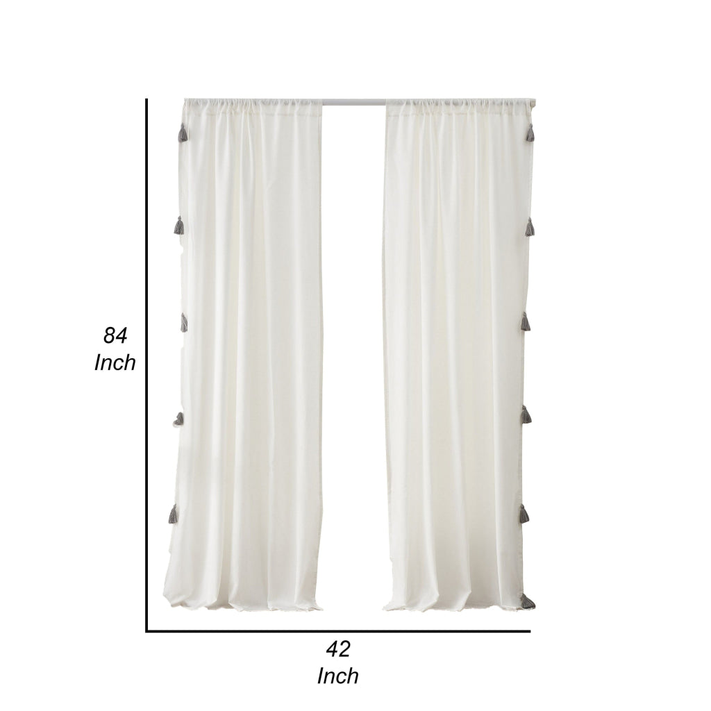 Xumi 4 Piece Window Curtain 2 Panels with Tie Backs Antique White Finish By Casagear Home BM313294