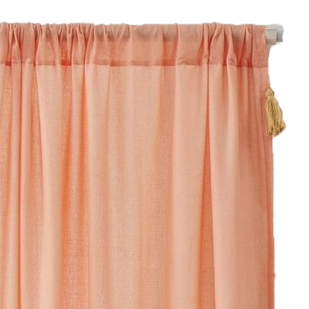 Xumi 4 Piece Window Curtain 2 Panels with Tie Backs Coral Pink Finish By Casagear Home BM313295