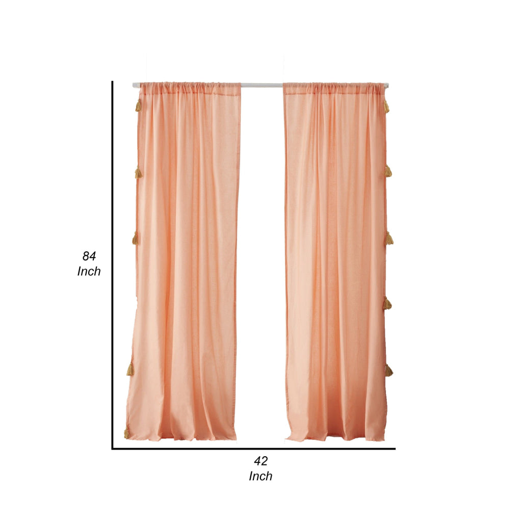 Xumi 4 Piece Window Curtain 2 Panels with Tie Backs Coral Pink Finish By Casagear Home BM313295