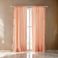 Xumi 4 Piece Window Curtain, 2 Panels with Tie Backs, Coral Pink Finish By Casagear Home