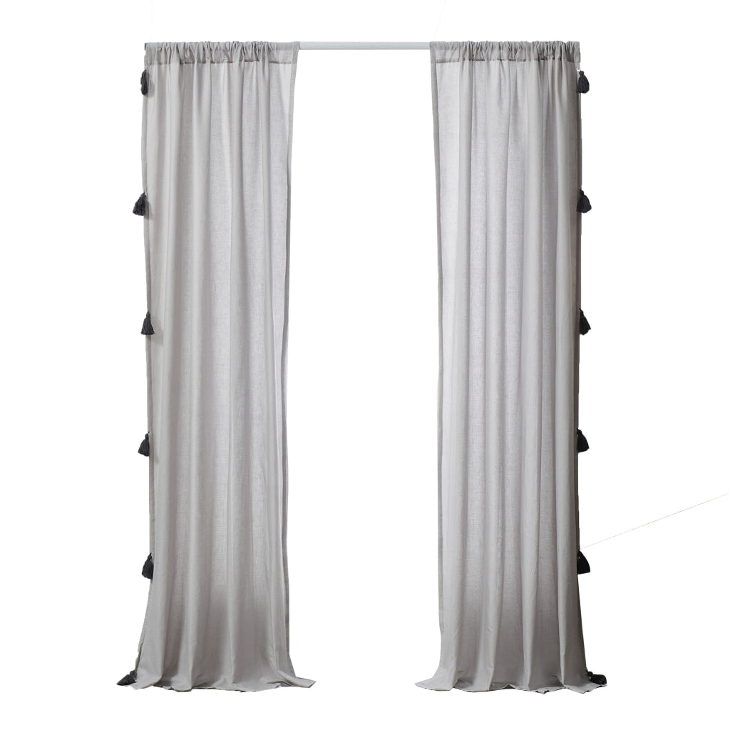 Xumi 4 Piece Window Curtain 2 Panels with Tie Backs Modern Gray Finish By Casagear Home BM313296