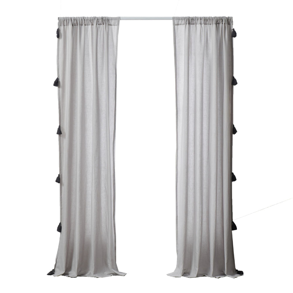 Xumi 4 Piece Window Curtain, 2 Panels with Tie Backs, Modern Gray Finish By Casagear Home