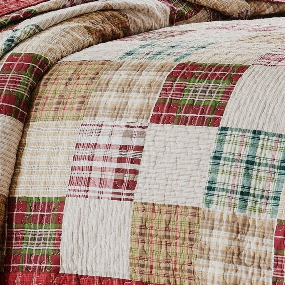 Evi 3 Piece Twin Quilt Set with 2 Pillow Shams Multicolor Patchwork By Casagear Home BM313299