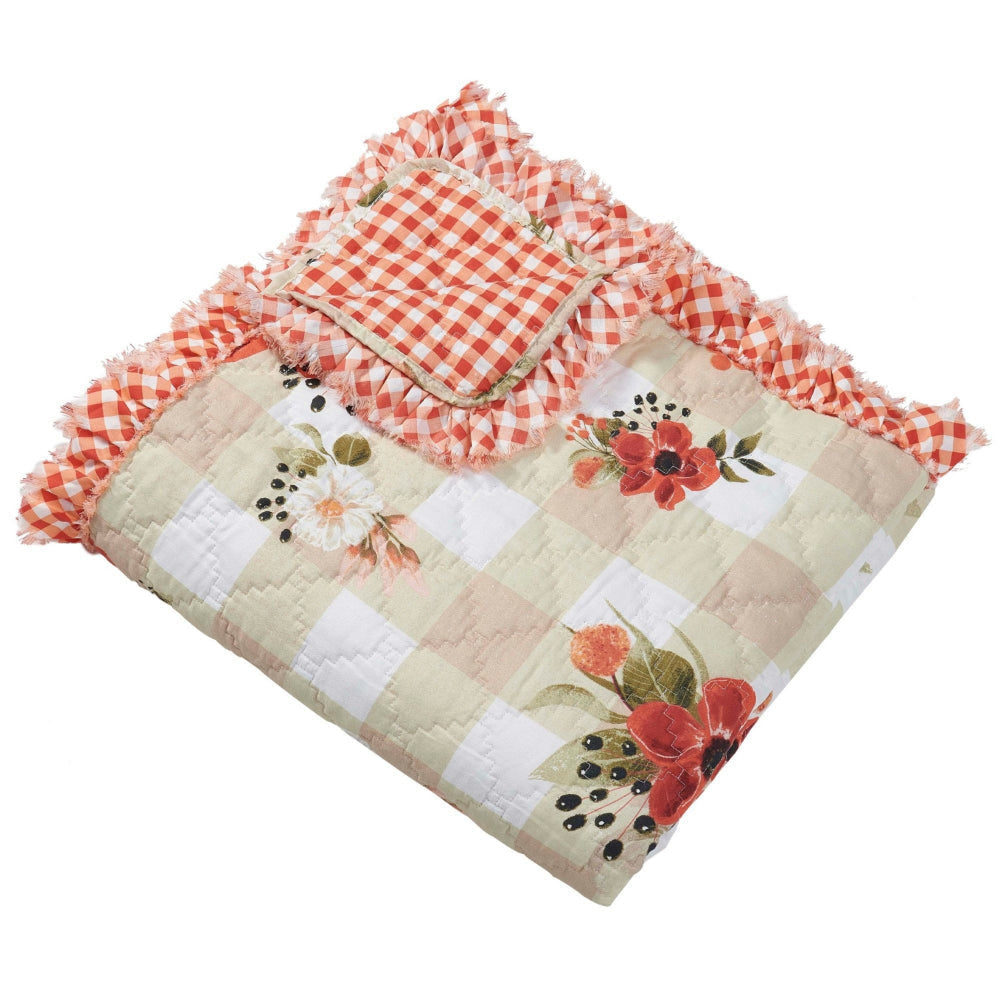 Lire 50 x 60 Inch Quilted Throw Blanket with Fill Windflower Print Red By Casagear Home BM313309